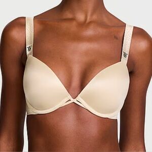 Very Sexy Push Up nude Bra with Rhinestones